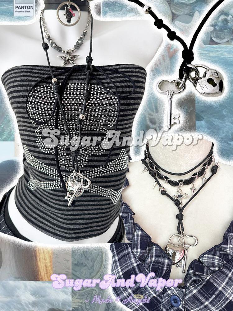 Key 2 My Black Heart Long Necklace-NECKLACES-SugarAndVapor