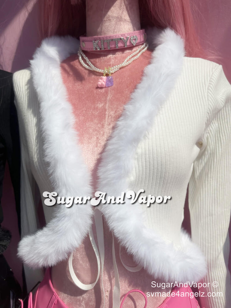 Kiki Spoiled Girl Furry Crop Cardigan-TOPS-SugarAndVapor