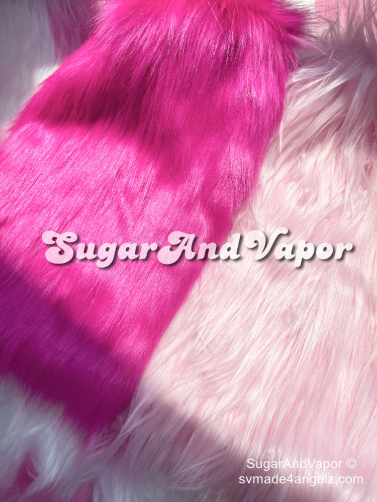 Layla Kawaii Pink Furry Leg Warmers-SOCKS & TIGHTS-SugarAndVapor