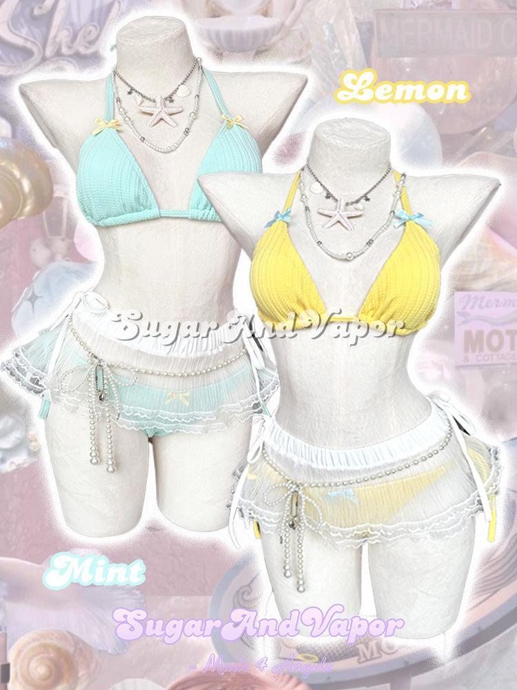 Lemon Breeze & Peppermint Mambo Bikini 3 Pieces Set-Swimsuits-SugarAndVapor