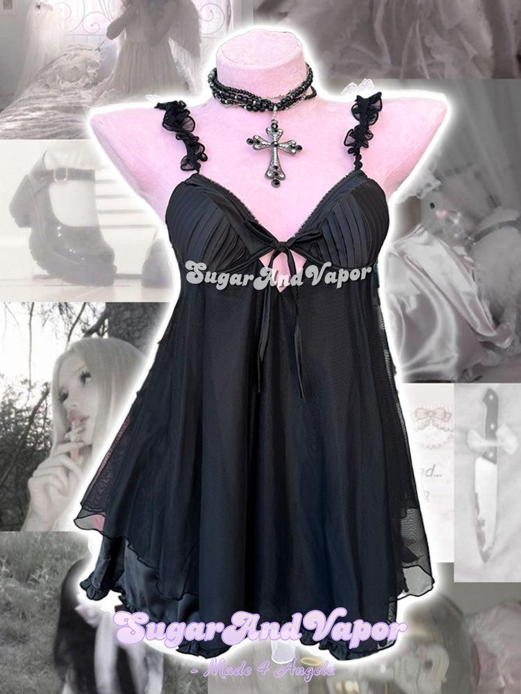 Lilienne Black Fairy Babydoll Dress-Dress-SugarAndVapor