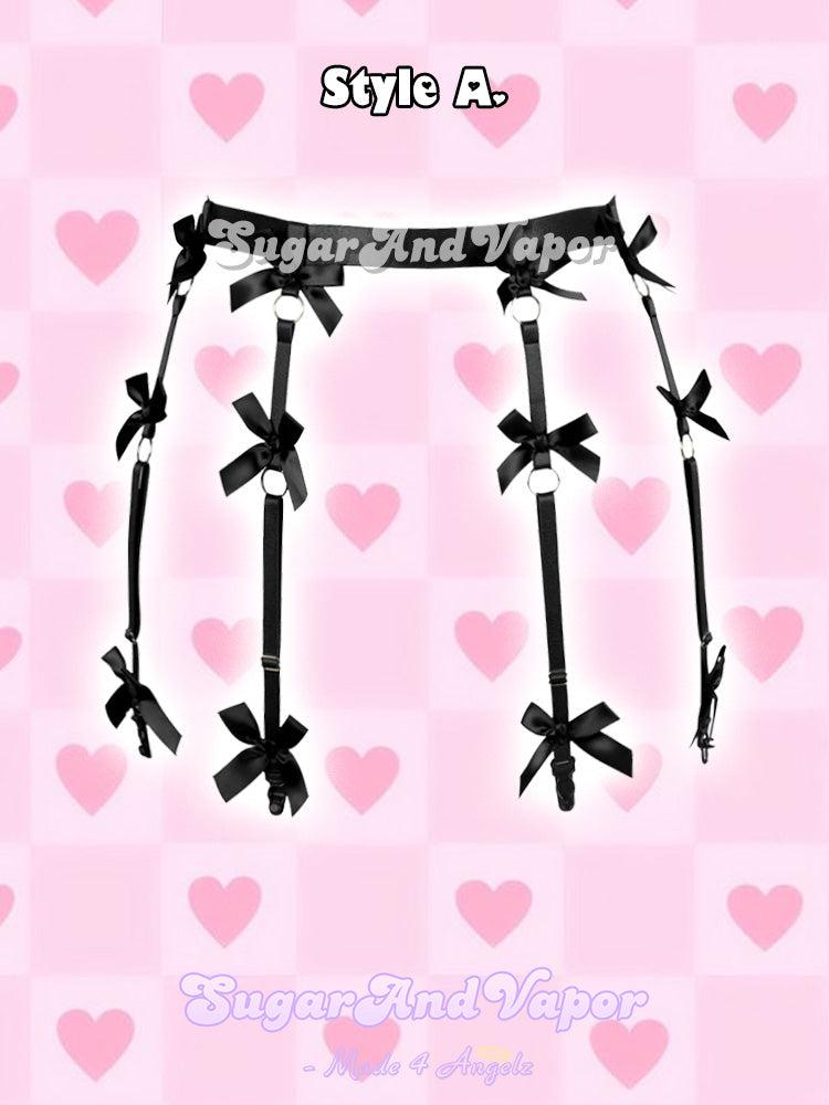Lilith Ribbon Bows Leg Garter Belt-BELTS-SugarAndVapor