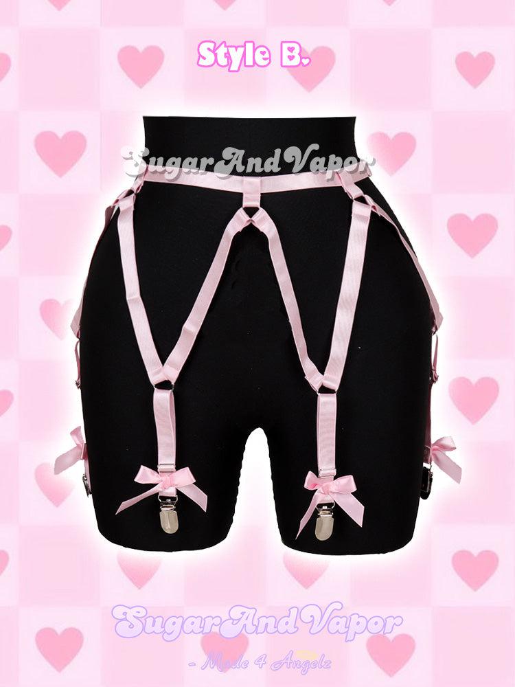 Lilith Ribbon Bows Leg Garter Belt-BELTS-SugarAndVapor