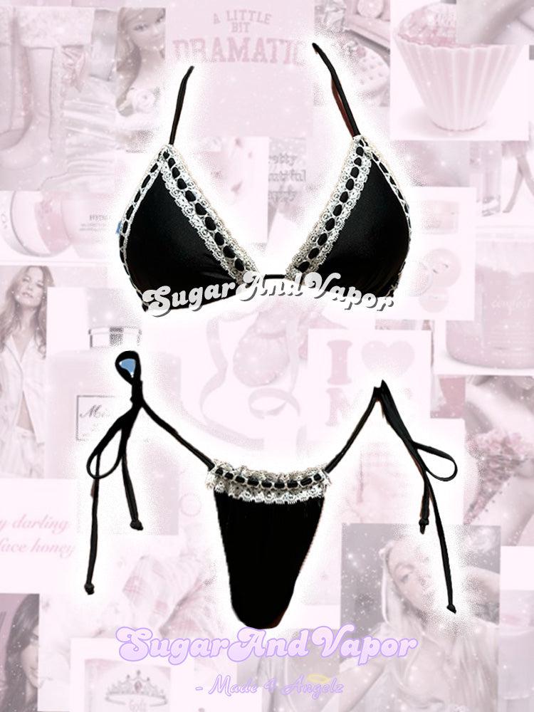 Lilura Dark Doll Lace Deco Sexy Bikini Set-Swimsuits-SugarAndVapor