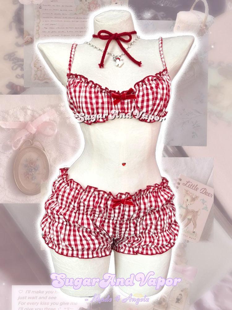 Millie Cherry Pie Gingham Loungewear Set-Swimsuits-SugarAndVapor