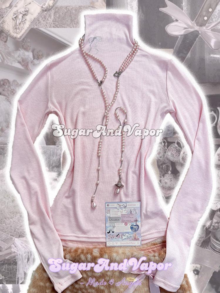 Mimi TENCEL™ Bling Deco Pink Turtleneck Top-TOPS-SugarAndVapor