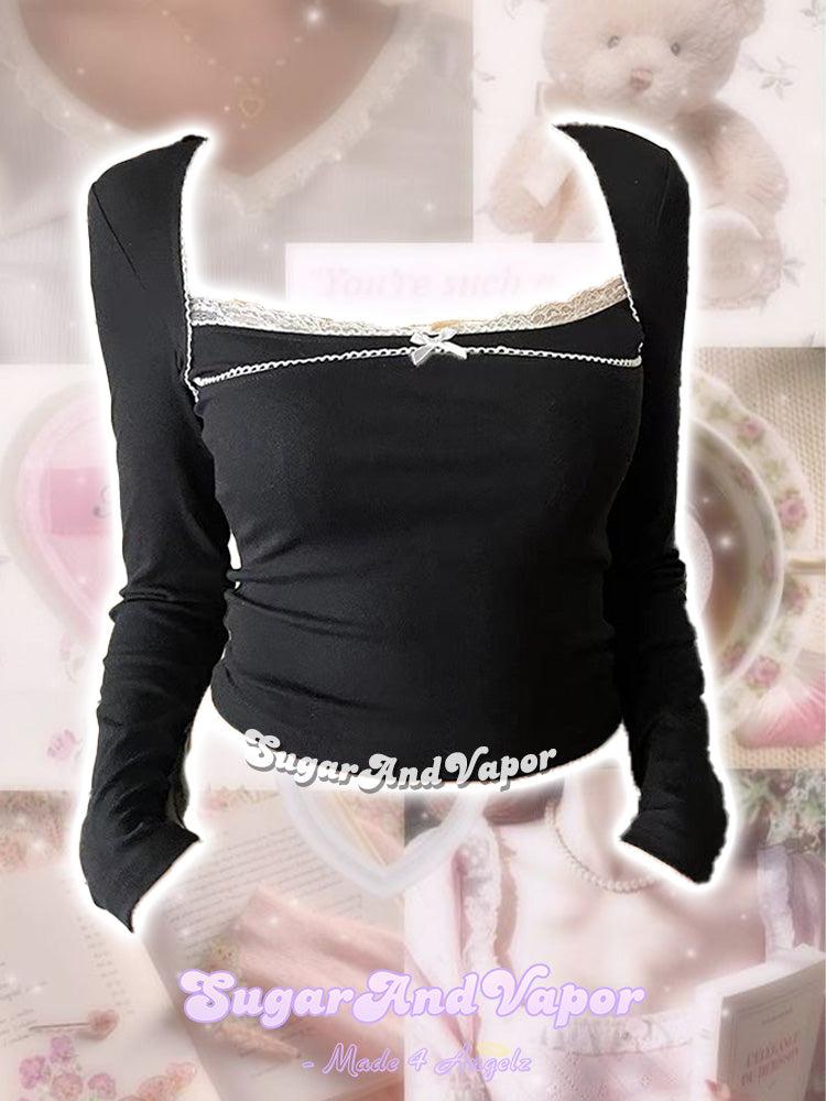 Molly Dark Coquette Long Sleeve Top-TOPS-SugarAndVapor