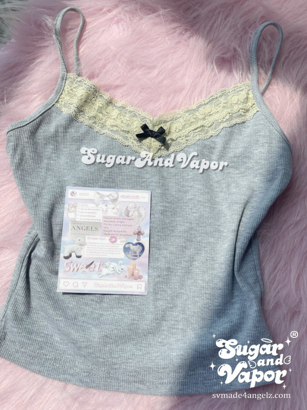 Monroe Girly Grey Lace Crop Top-TOPS-SugarAndVapor