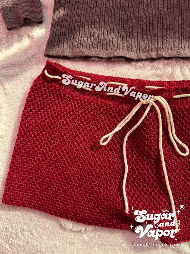 Natalia Lace-up Cherry Red Booty Shorts-Shorts-SugarAndVapor