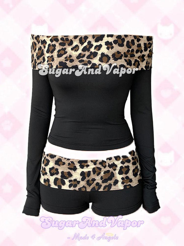 Nina Leopard Patchwork Basic Top + Shorts Set-TOPS-SugarAndVapor
