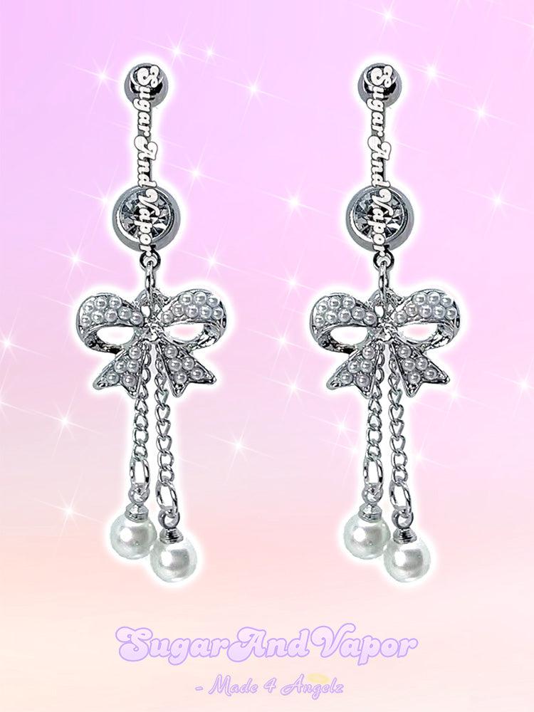 Pearls Bow Tassles Coquette Belly Ring-Belly Ring-SugarAndVapor
