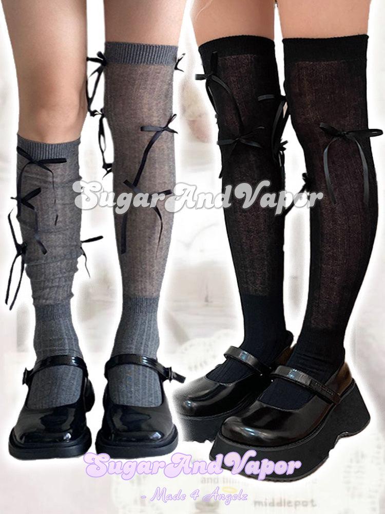 Penelope Ribbons Knee/Thigh High Stockings-SOCKS & TIGHTS-SugarAndVapor