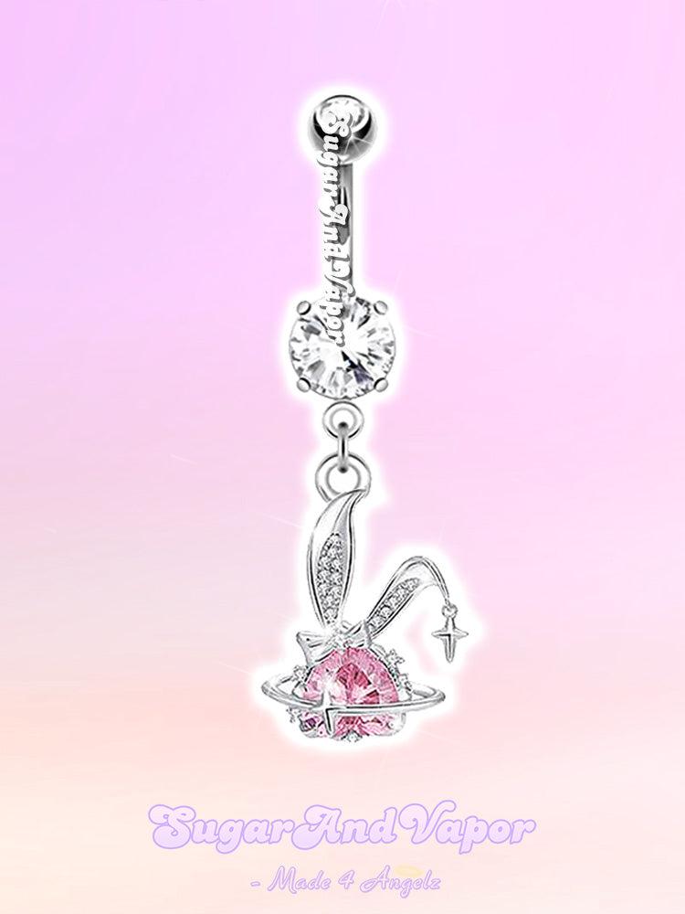 Pink Bunni Bling Gem Belly Ring-Belly Ring-SugarAndVapor