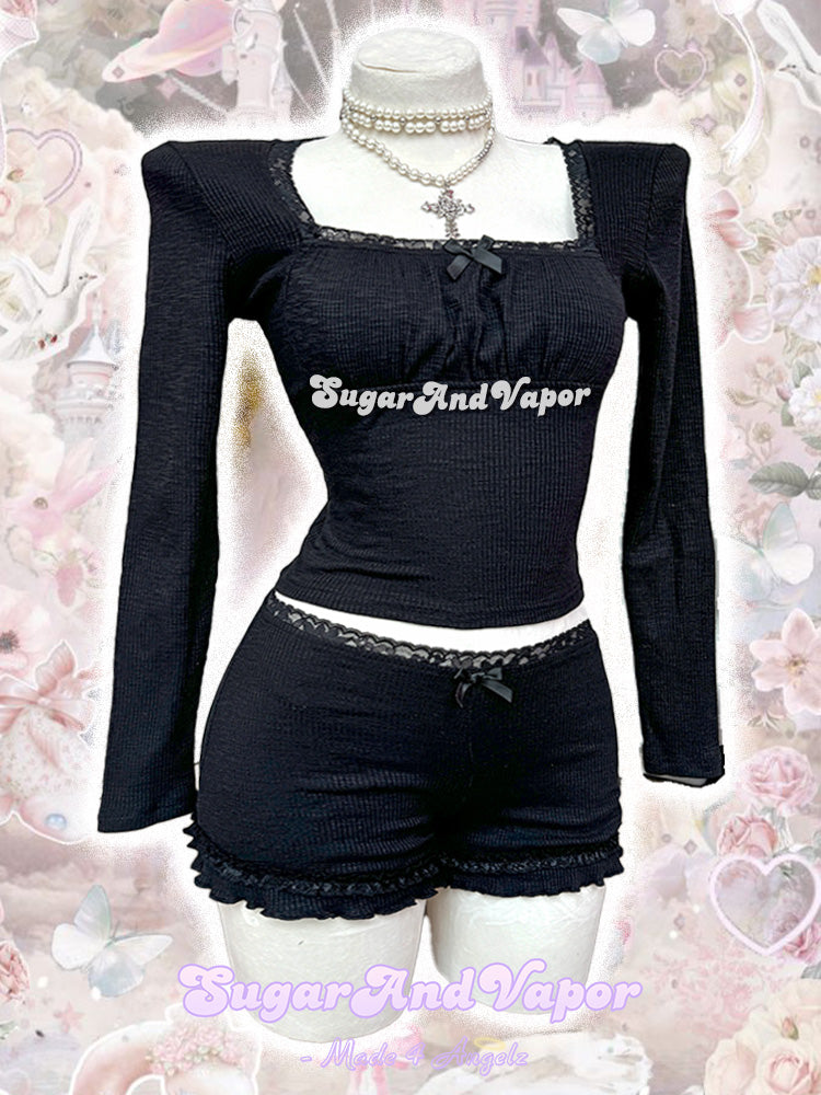 (Pre-order)Raina Lavender Pink Girly Top + Shorts Set-TOPS-SugarAndVapor