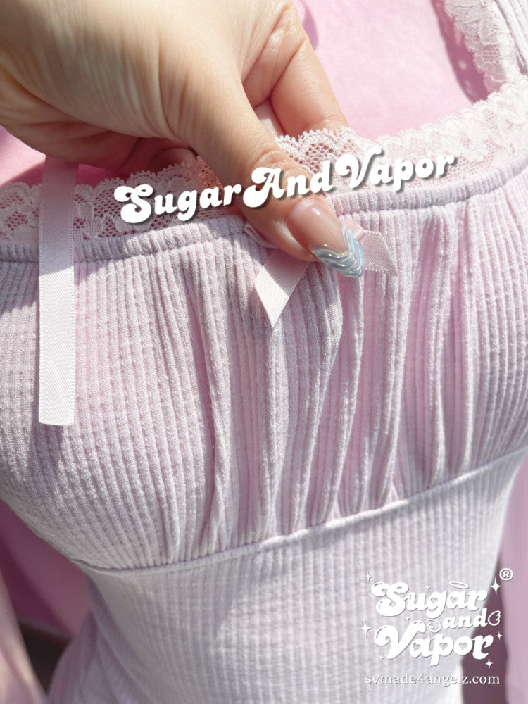Raina Lilac-Pink Girly Long Sleeve Top + Shorts Set-TOPS-SugarAndVapor