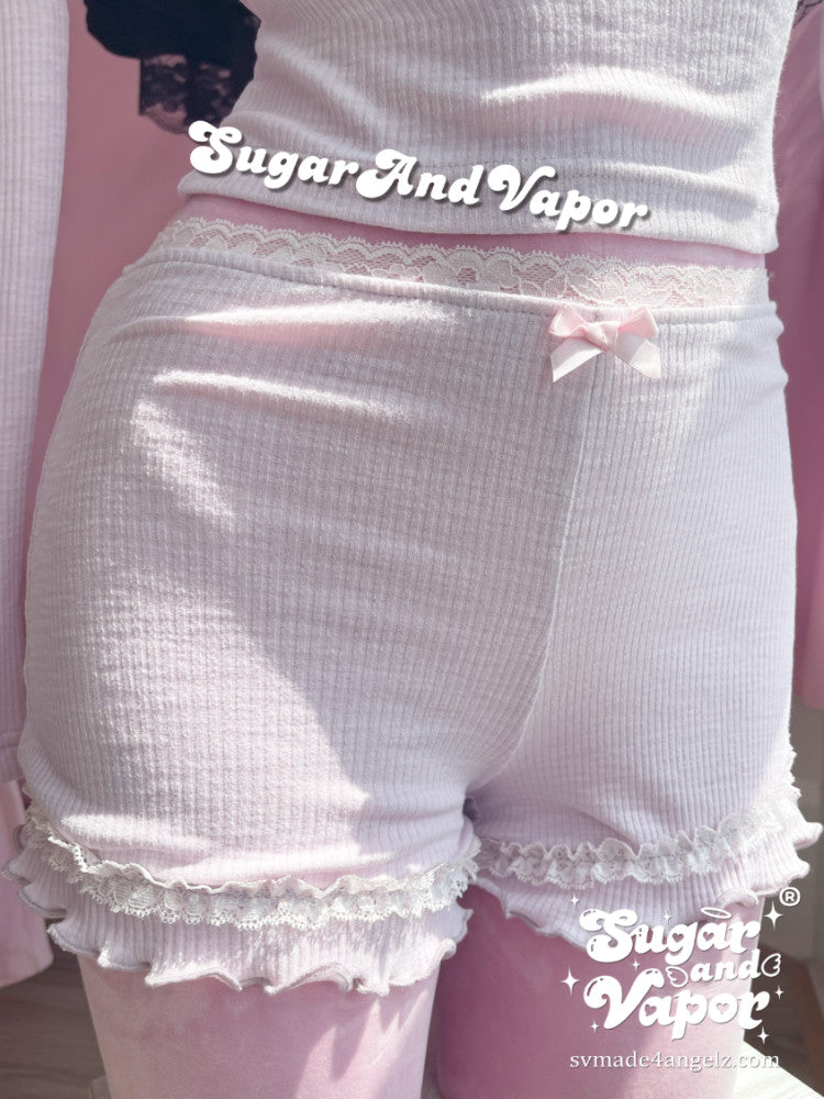 Raina Lilac-Pink Girly Long Sleeve Top + Shorts Set-TOPS-SugarAndVapor