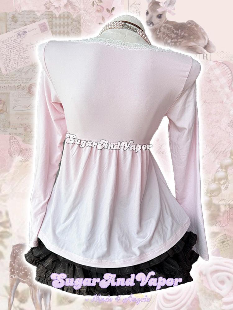 Rosalie Pink Brown Polka Tie-up Babydoll Top-TOPS-SugarAndVapor