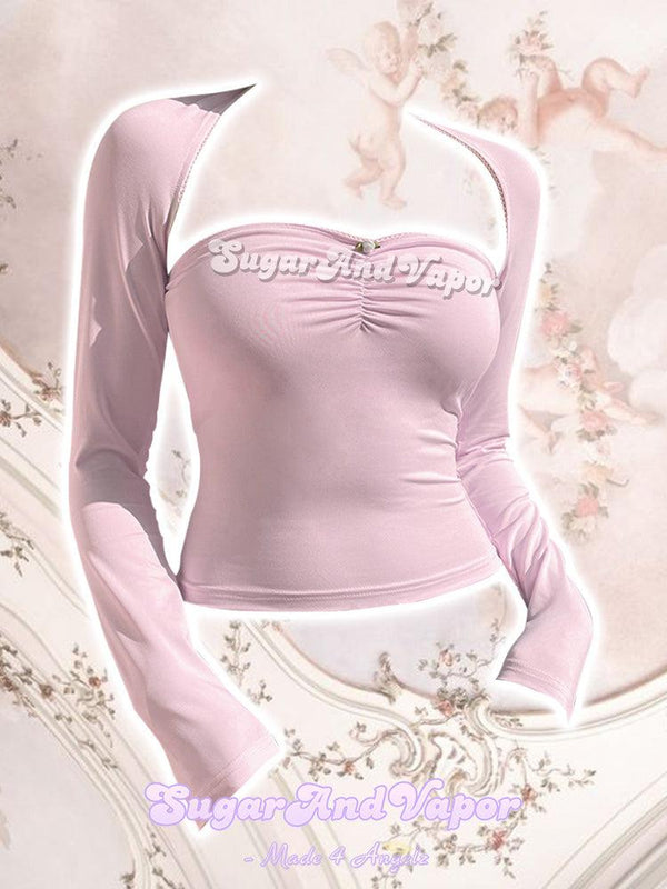 Rosalind Pink Shrug Style 2 Pieces Top-TOPS-SugarAndVapor