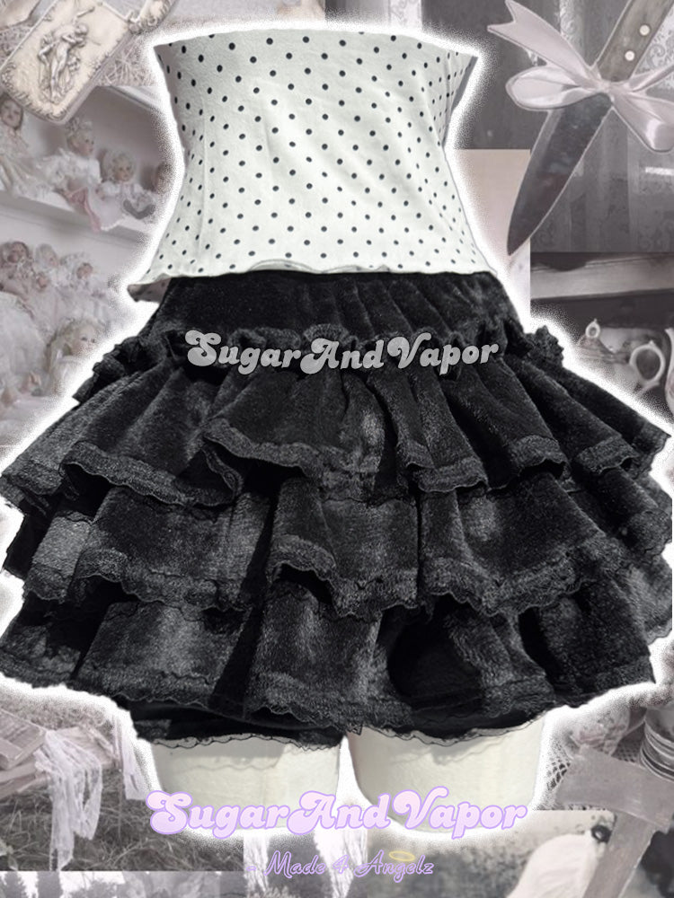 Eliana Doll Black Warm Fleece Flared Skort