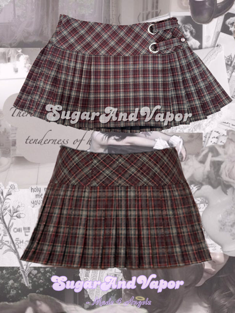 Romy Soft Grunge Plaid Pleated Low Rise Mini Skirt