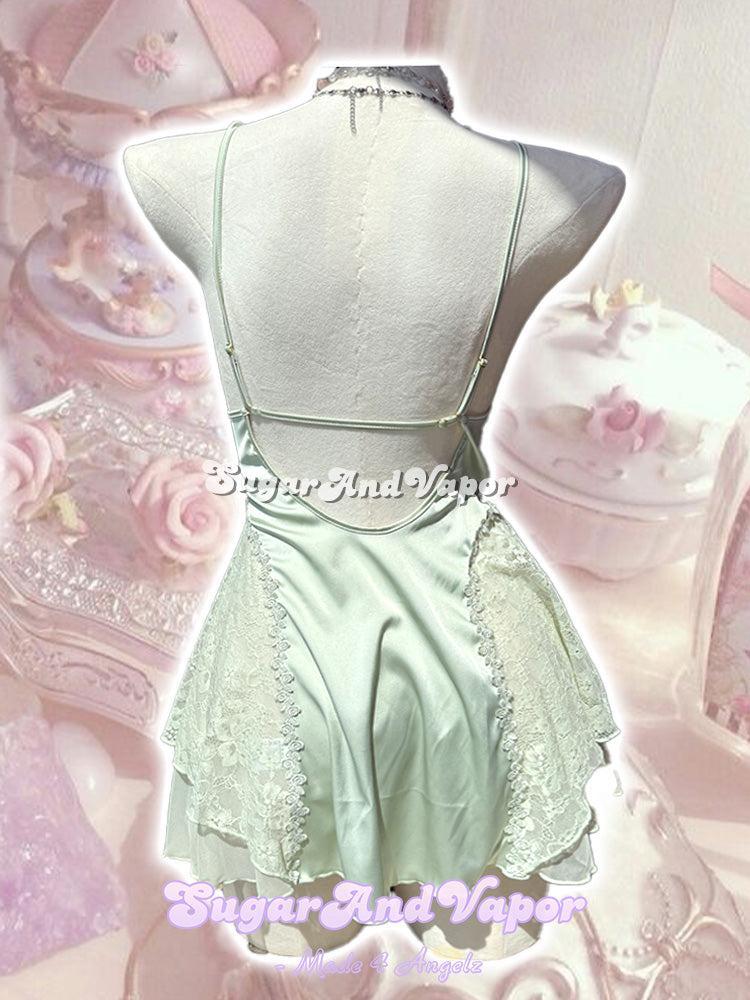 Samantha Fariy Mint Satin Slip Dress-DRESSES-SugarAndVapor