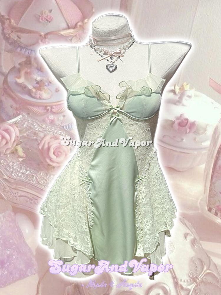 Samantha Fariy Mint Satin Slip Dress-DRESSES-SugarAndVapor