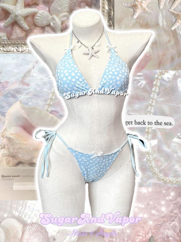 Seafoam Daisy Bloom Bikini Set-Swimsuits-SugarAndVapor