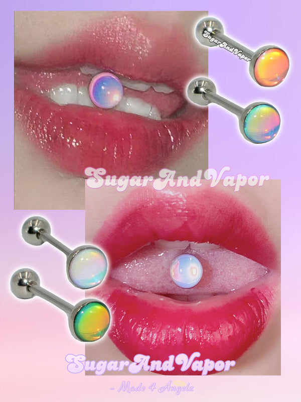 Shining Opal Barbell Tongue Ring-Tongue Ring-SugarAndVapor