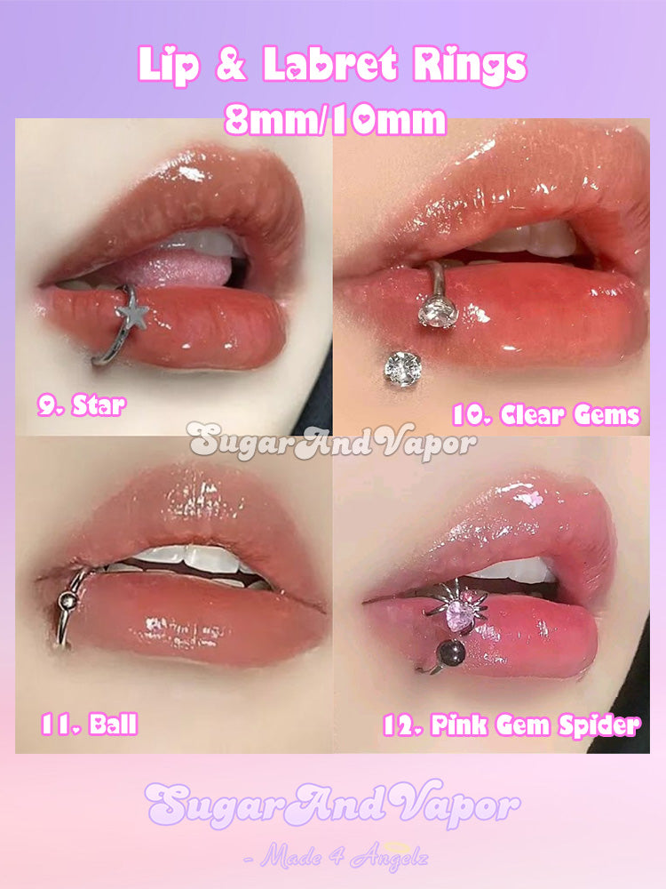 Starlit Kiss Labret Piercing Lip Rings Collection-Lip Ring-SugarAndVapor