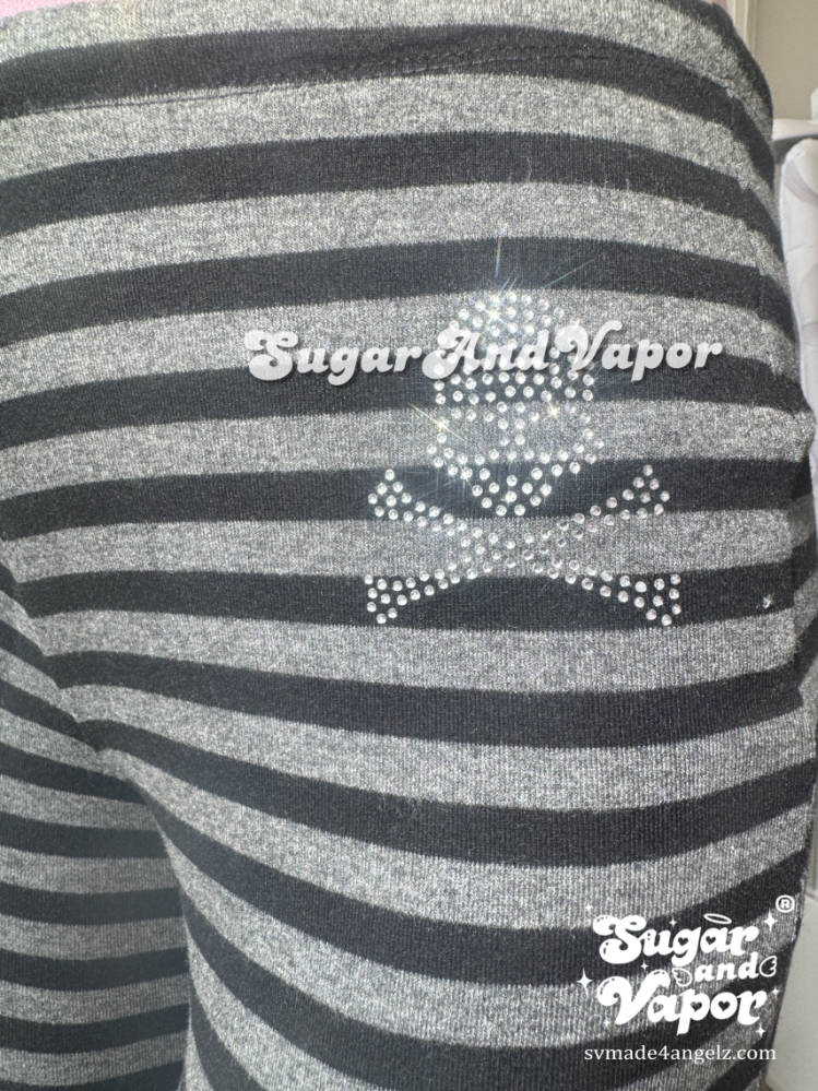 Tasha Grugne Knit Stripes Halter Top/Bling Skull Flare Pants-Pants-SugarAndVapor
