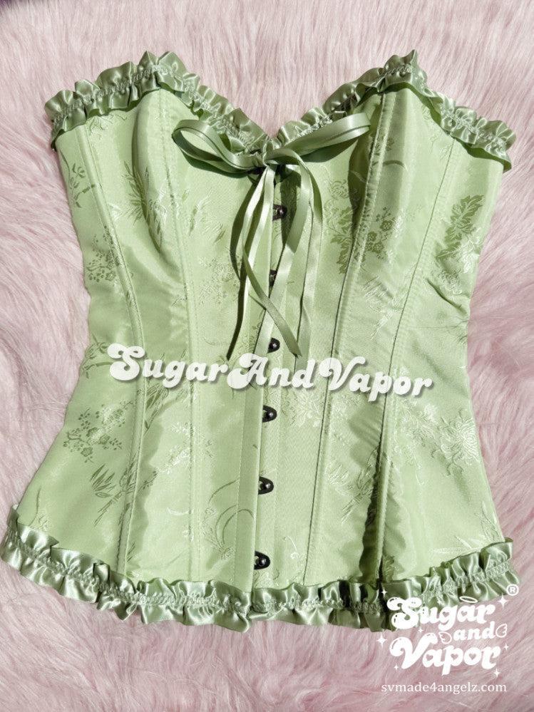 Tea Garden Jacquard Corset Top-Lingeries-SugarAndVapor