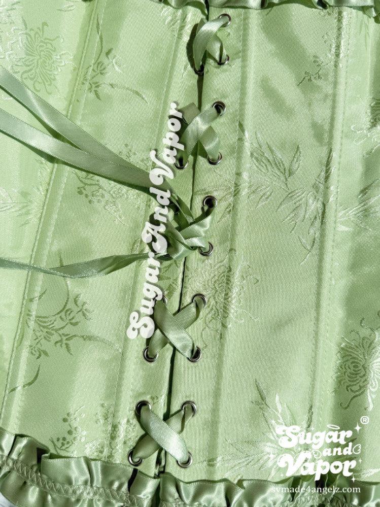 Tea Garden Jacquard Corset Top-Lingeries-SugarAndVapor