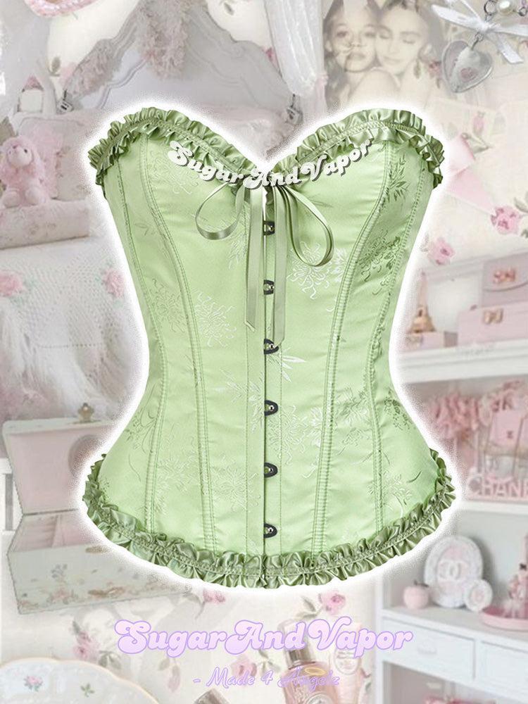 Tea Garden Jacquard Corset Top-Lingeries-SugarAndVapor