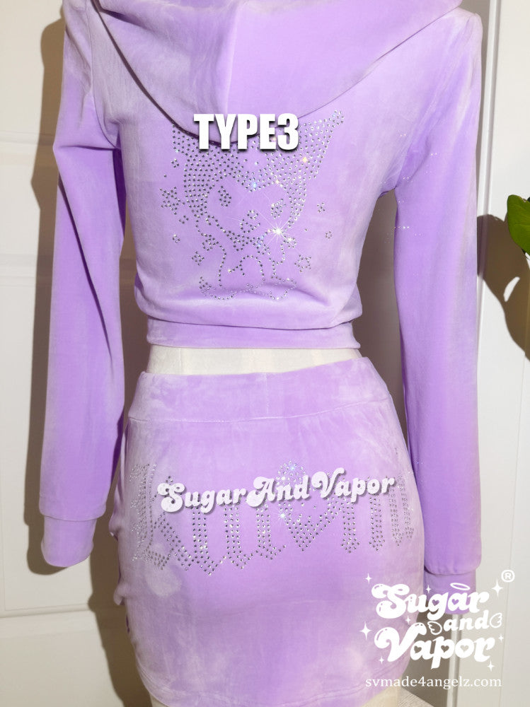 Tiana Set 2.0 Violet Luxe Velour Tracksuit-TOPS-SugarAndVapor