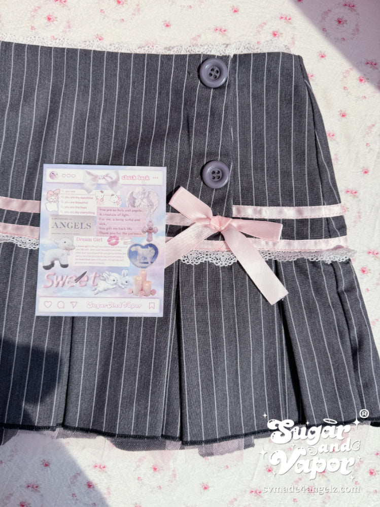 Vintage Pinstripe Coquette Micro-Mini Skirt-Skirts-SugarAndVapor