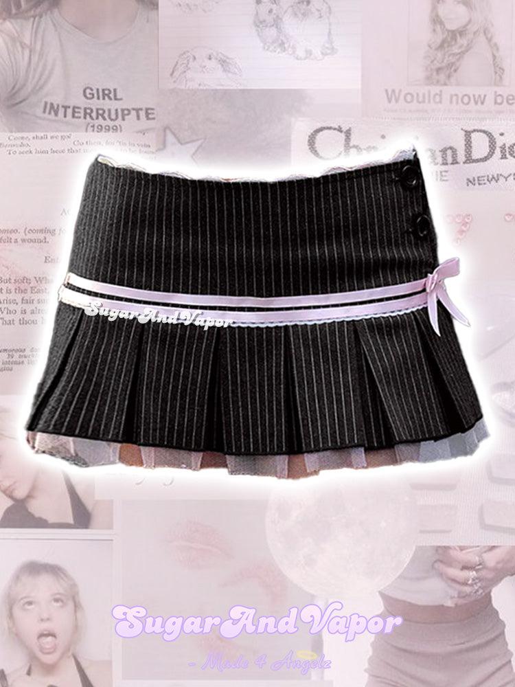 Vintage Pinstripe Coquette Micro-Mini Skirt-Skirts-SugarAndVapor