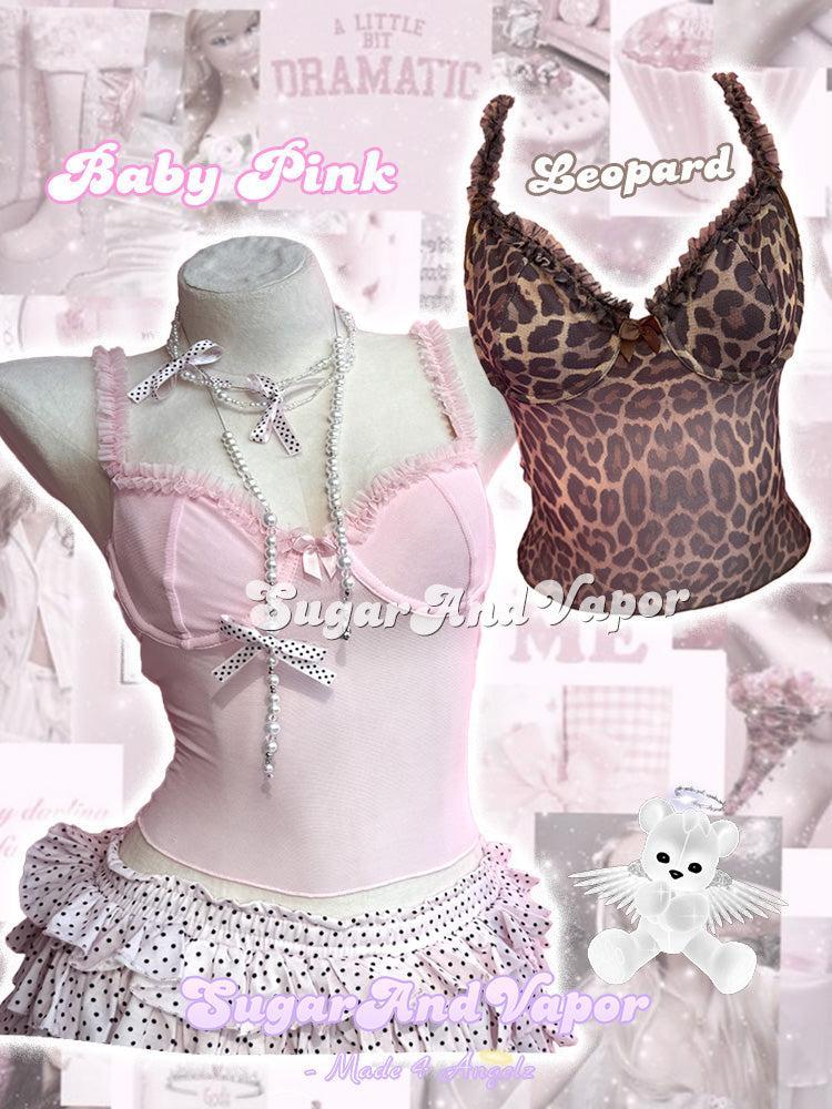 Xylia Y2K Mesh Ruffle Cami Strappy Top-TOPS-SugarAndVapor