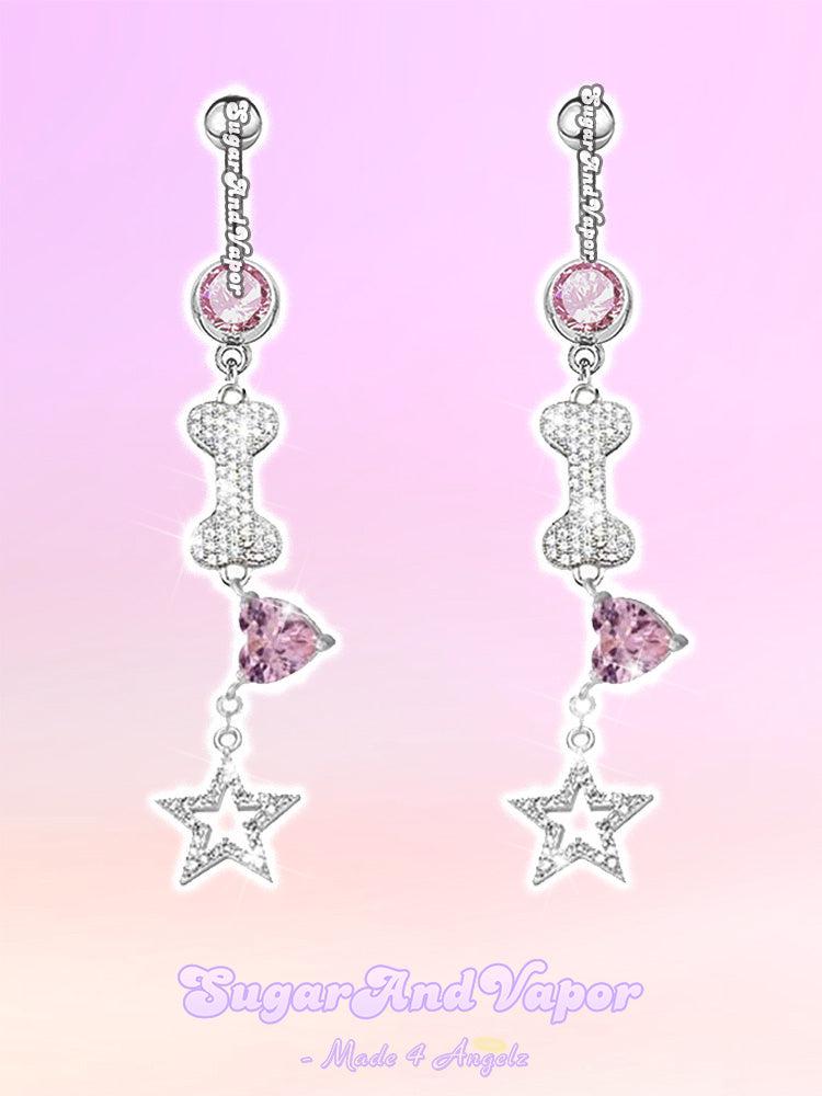 Y2K Bling Bones Star Overlength Belly Ring-Belly Ring-SugarAndVapor