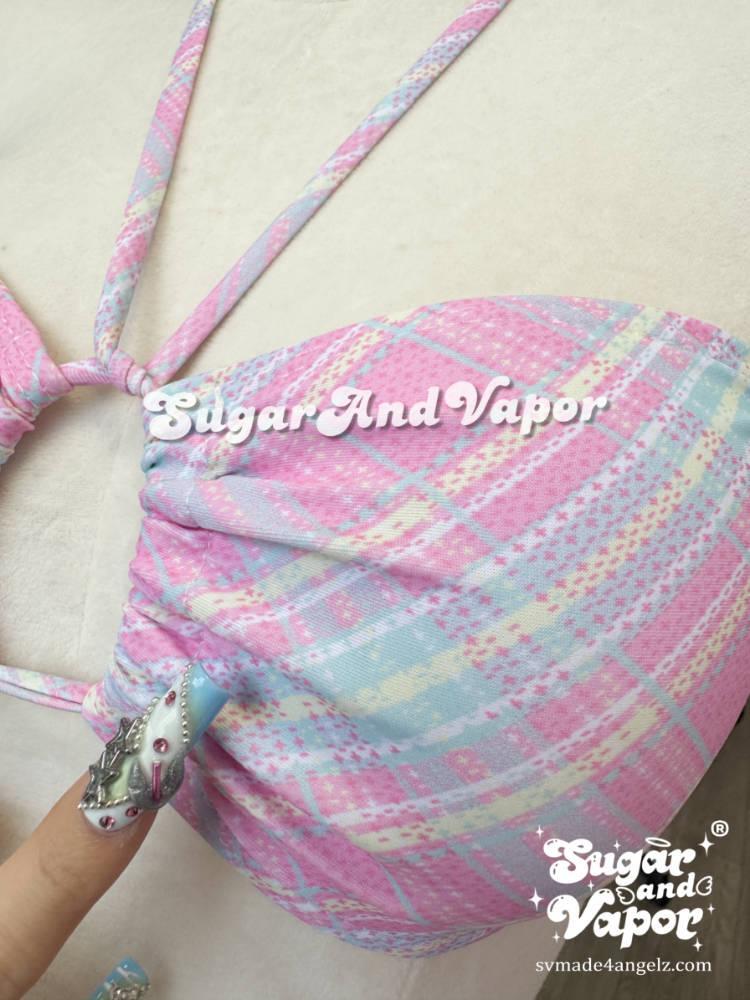 Y2K Cotton Candy Pastel Plaid Bikini Set-Swimsuits-SugarAndVapor