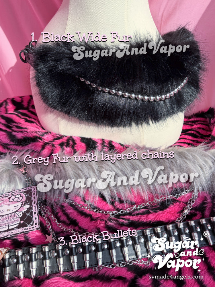 Y2K Dark Grunge Wild Luxe Fur Belt Collection display picture 1