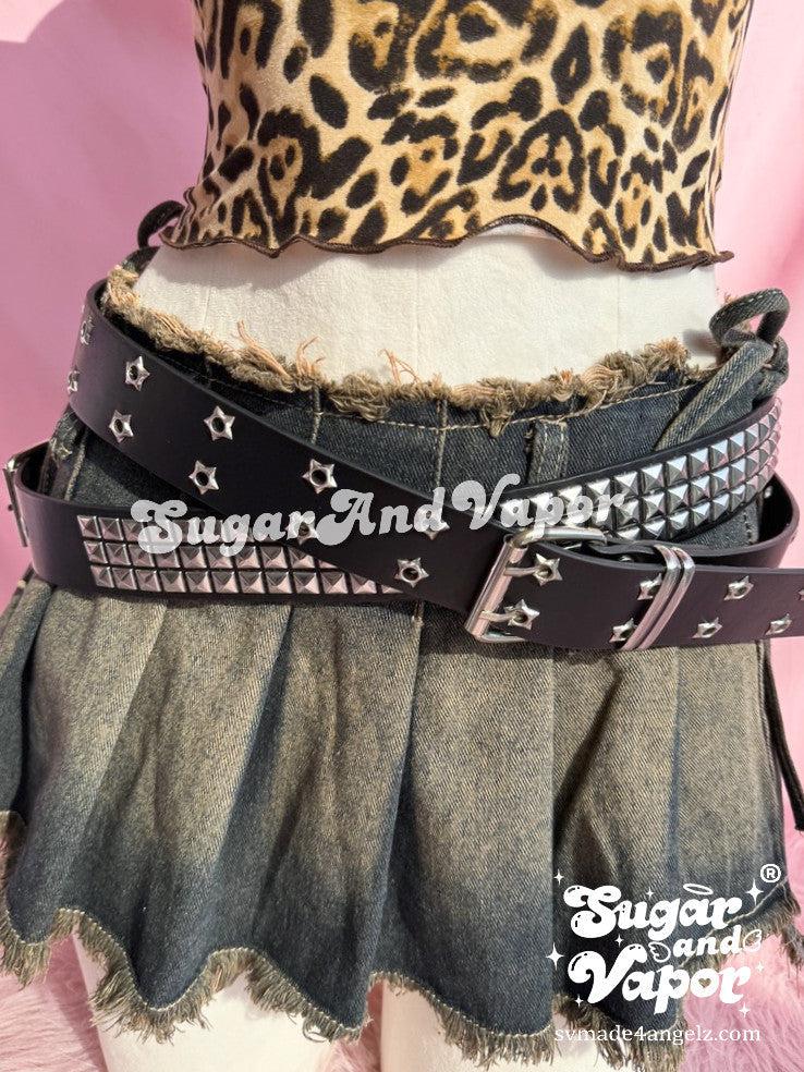 Y2k Star Rivets Grunge Pu Leather Belt-BELTS-SugarAndVapor