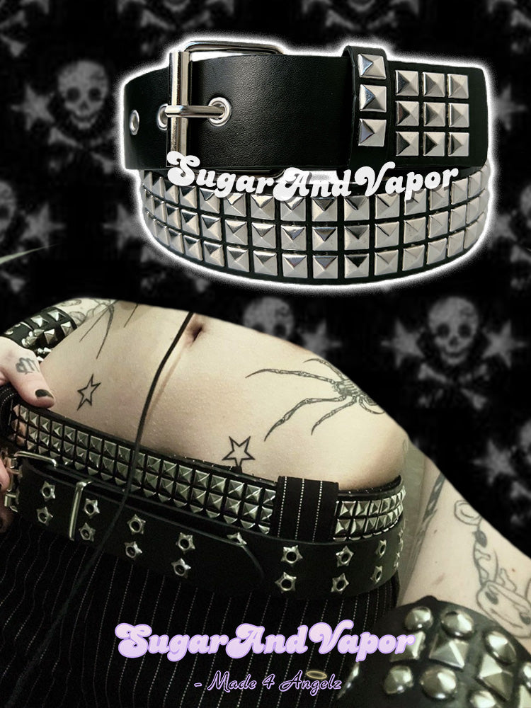 Y2k Star Rivets Grunge Pu Leather Belt-BELTS-SugarAndVapor