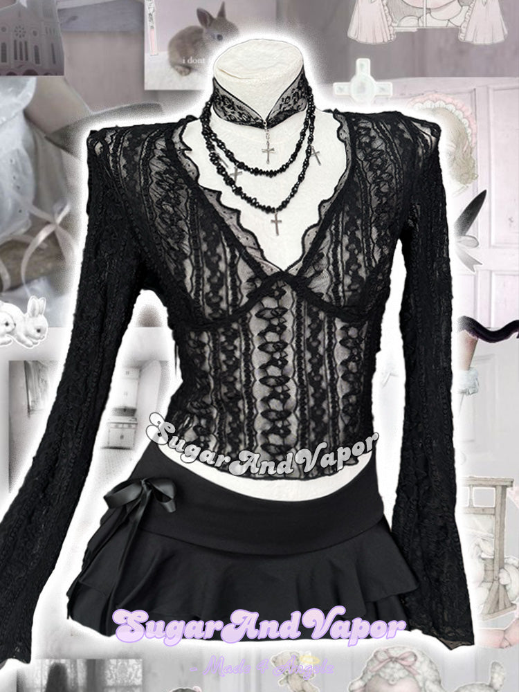 Lunaria Dark Romantic Lace Cover Top