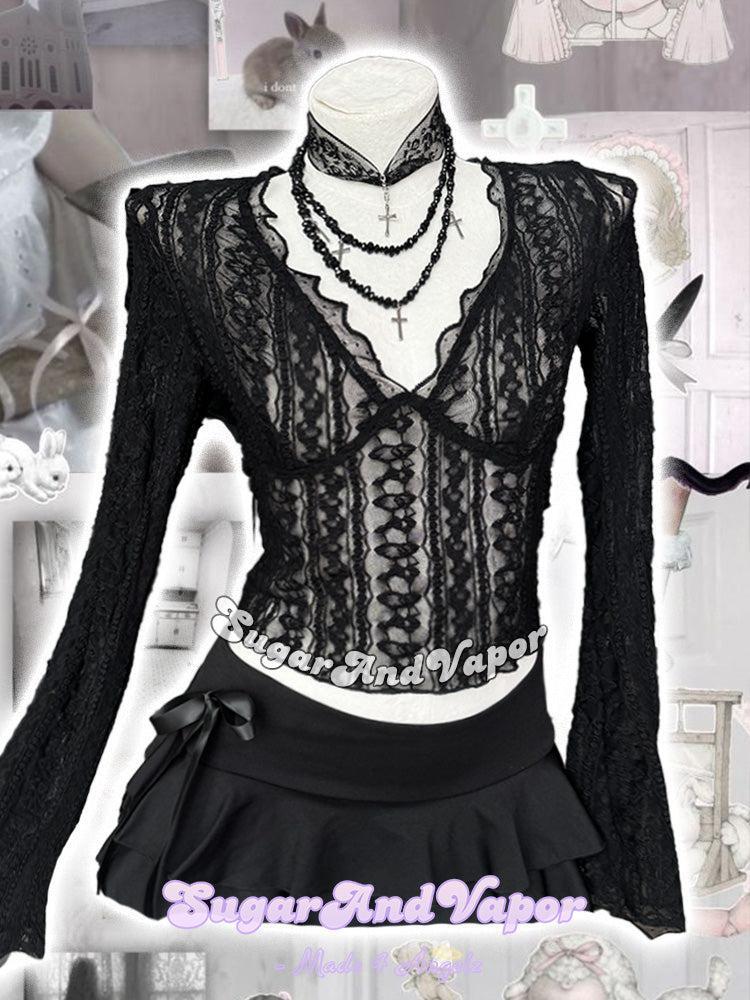 Lunaria Dark Romantic Lace Cover Top