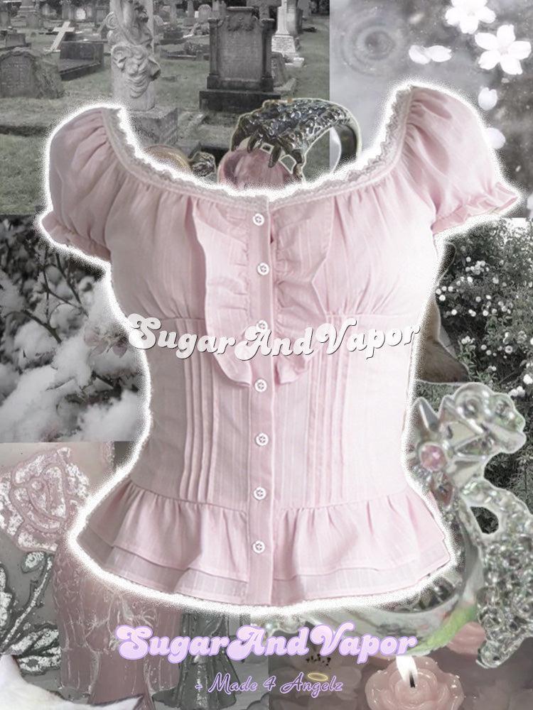 Maya Girly Pink Ruffle Shirt Top-TOPS-SugarAndVapor