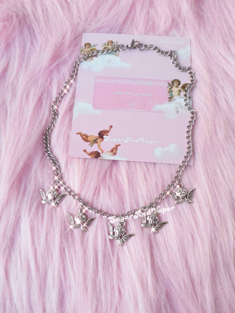 5 Cute Cherub Angels Stainless Steel Necklace-NECKLACES-SugarAndVapor