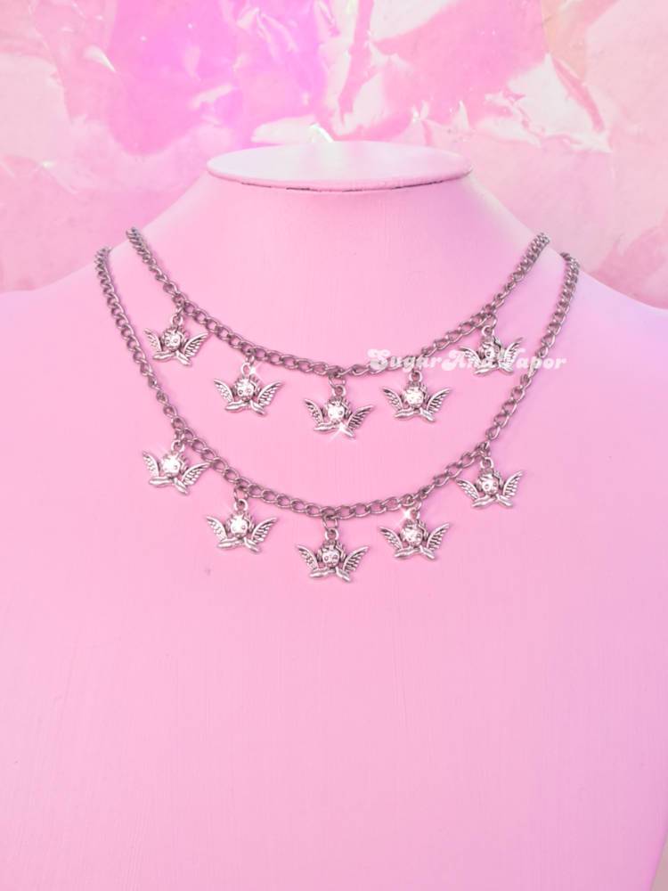 5 Cute Cherub Angels Stainless Steel Necklace-NECKLACES-SugarAndVapor