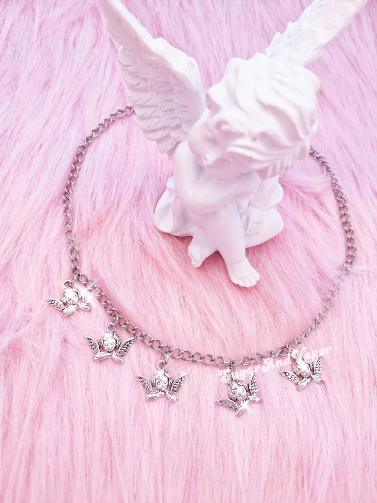 5 Cute Cherub Angels Stainless Steel Necklace-NECKLACES-SugarAndVapor
