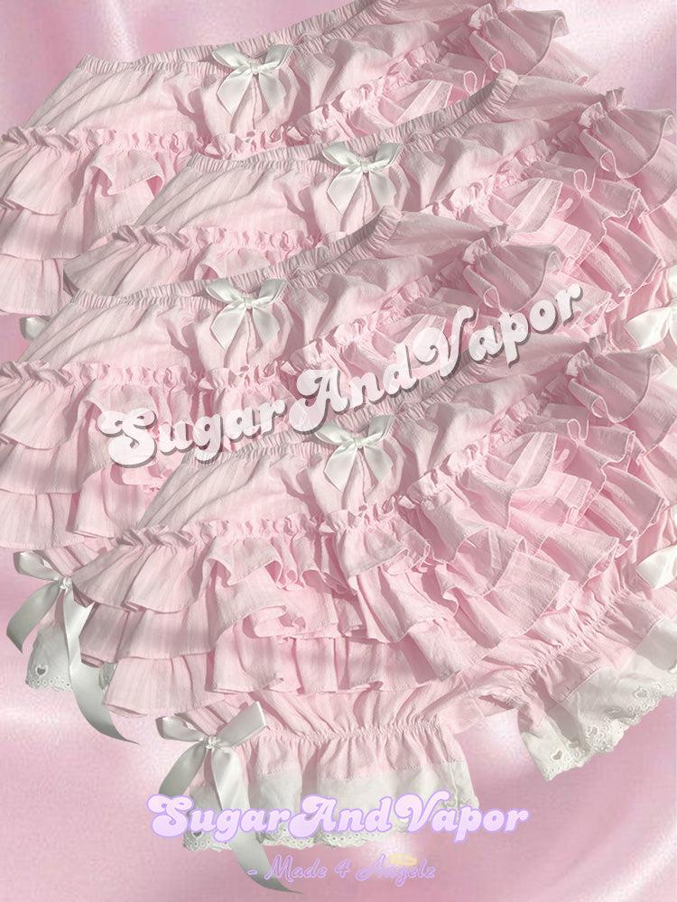 ANNA Pink Flared Lace Mini Skirt (Skort)-Skirts-SugarAndVapor