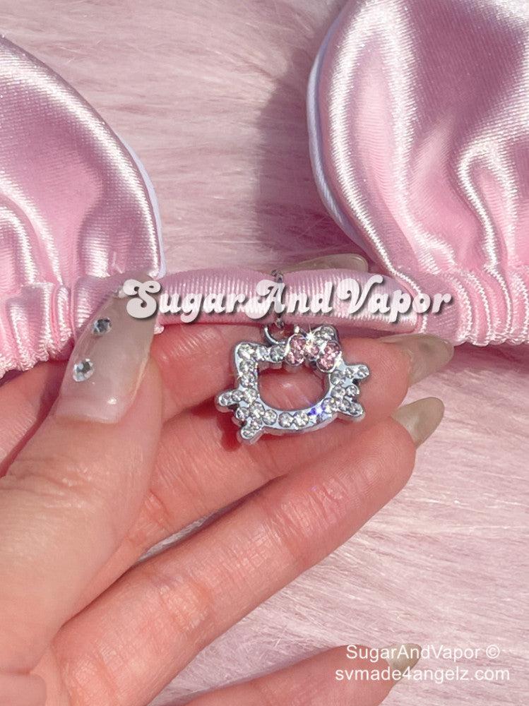 Adelia Pink Silky Bling Kitten Bikini Set-Swimsuits-SugarAndVapor